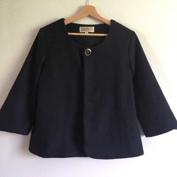 Francesca's Navy Coat w/ Bow Detail - Picture 2 of 8